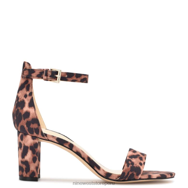Nine West sandalias Pruce con tira en el tobillo y tacón cuadrado 8JB4X445 leopardo bronceado