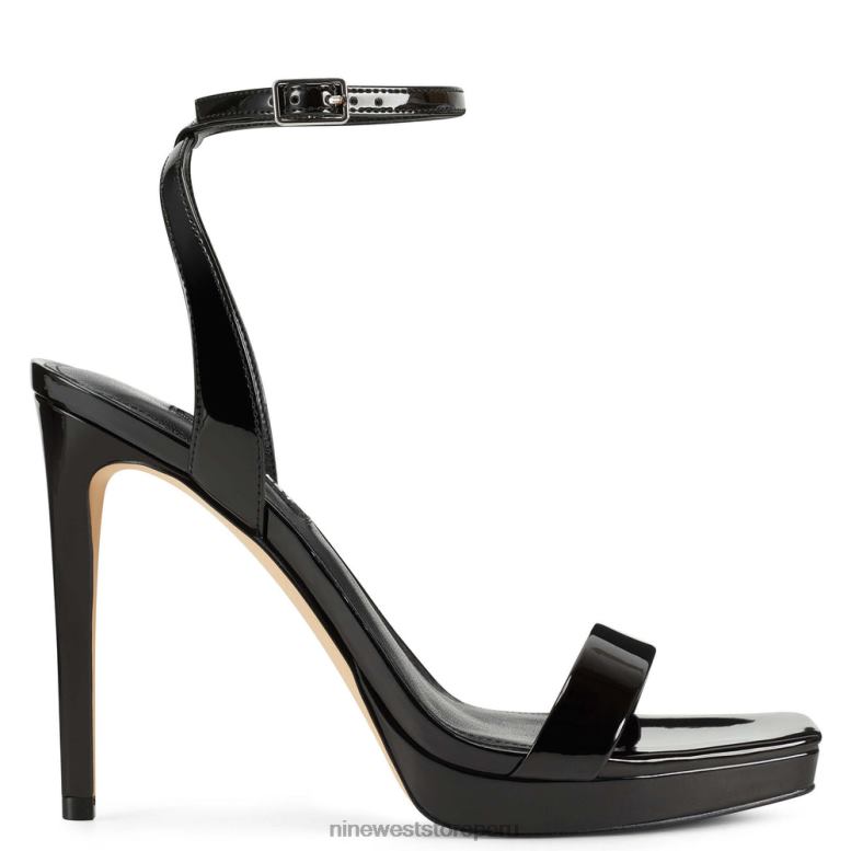 Nine West sandalias zadie con tira en el tobillo 8JB4X436 charol negro