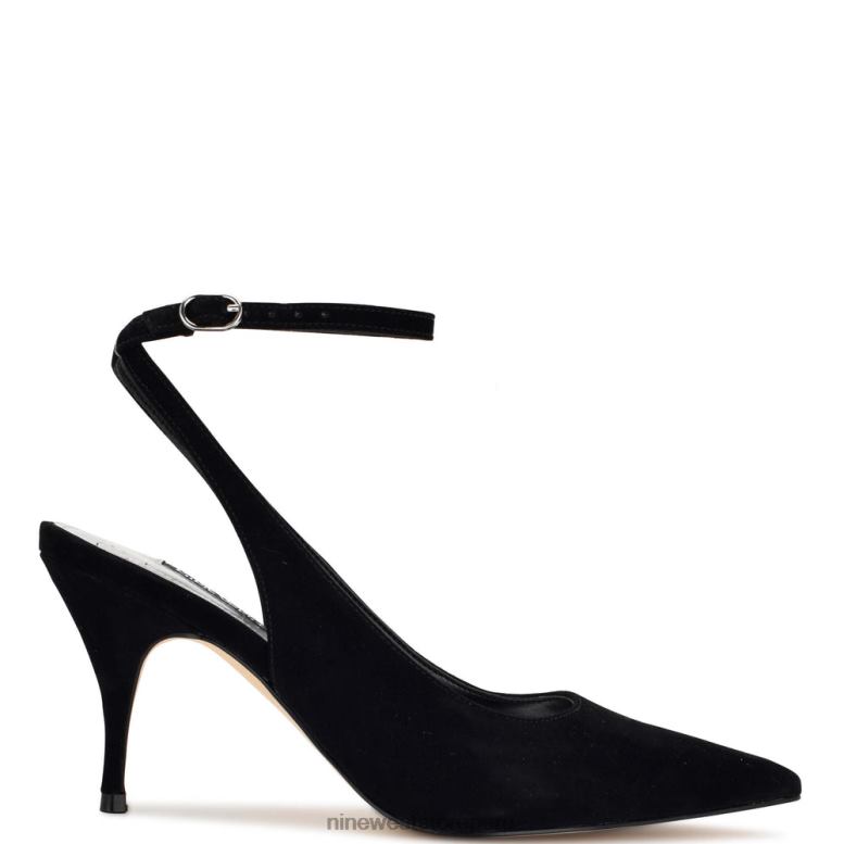 Nine West zapatos de tacón boca con correa en el tobillo 8JB4X1163 ante negro