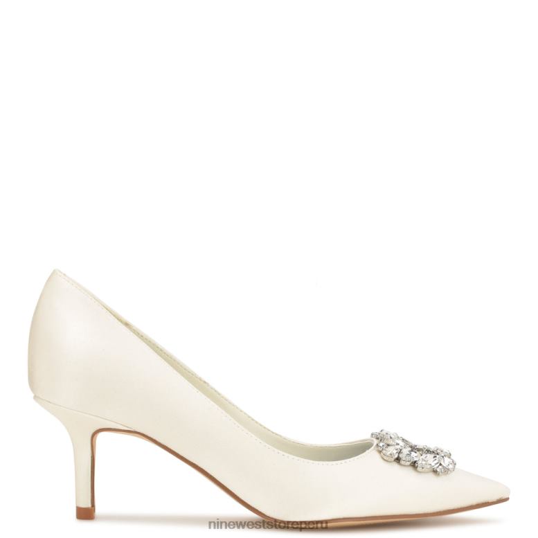 Nine West zapatos de tacón puntiagudos avolon 8JB4X1166 satén de cristal de marfil